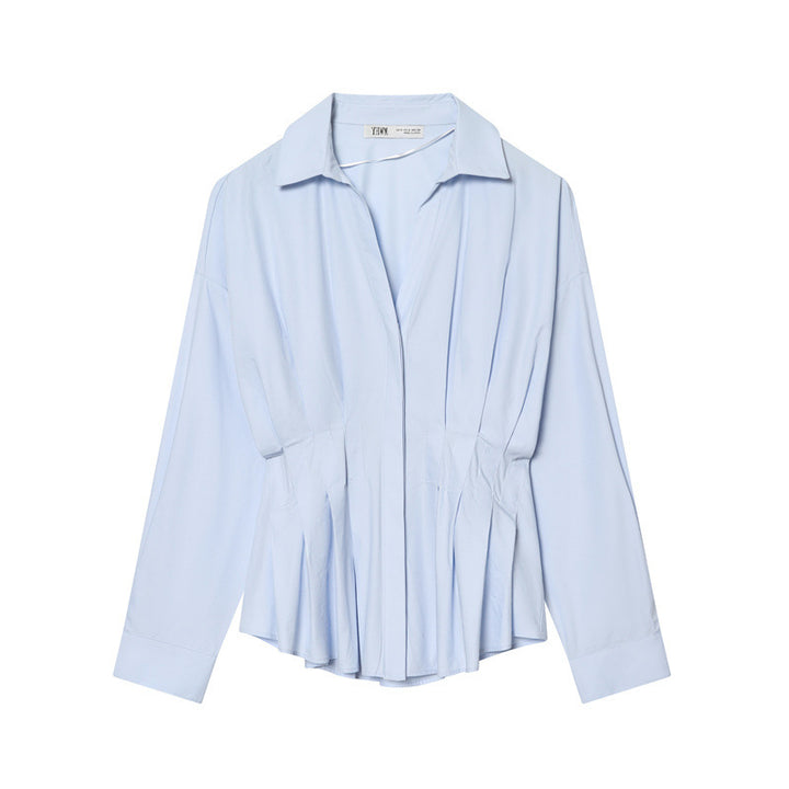 Damen 40+ taillierte gestreifte Hemdbluse mit Wickeloptik und Kentkragen Drune