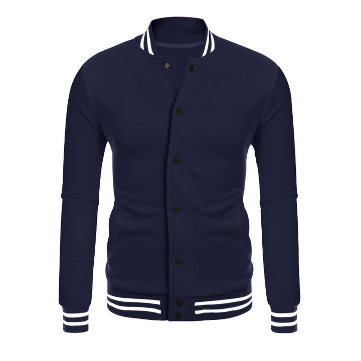 Herren nan College-Bomberjacke im Varsity-Stil mit Druckknopfleiste und gerippten Bündchen Drune