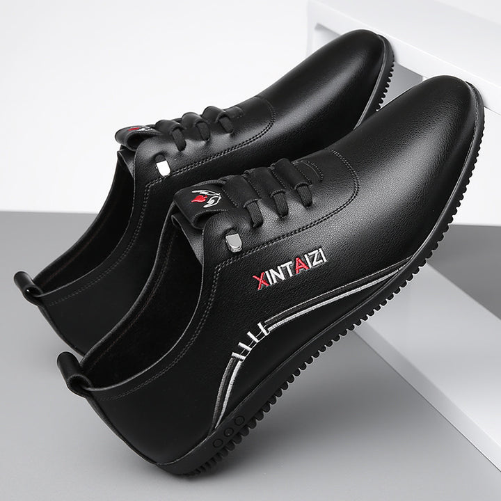 Herren Eleganter leichter Lederimitat-Slip-On mit elastischer Schnellzug-Lacing und profilierter Gummisohle Drune