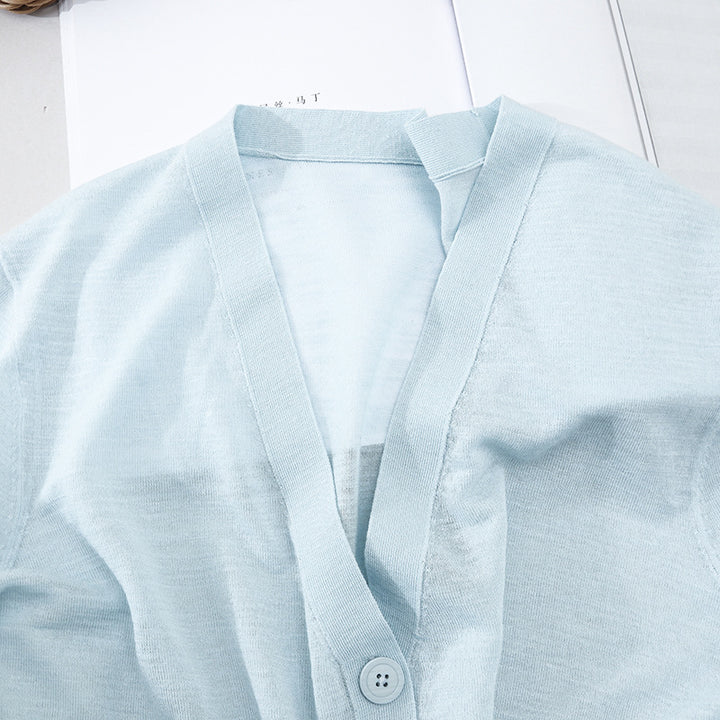 Damen Leichter Oversize-Cardigan aus Feinstrick mit tiefem V-Ausschnitt und Zierknopfleiste Drune