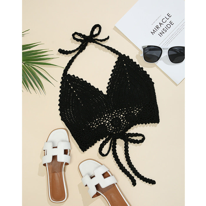 Damen Häkel-Bikinioberteil mit verstellbaren Trägern und Spitzenakzenten Drune
