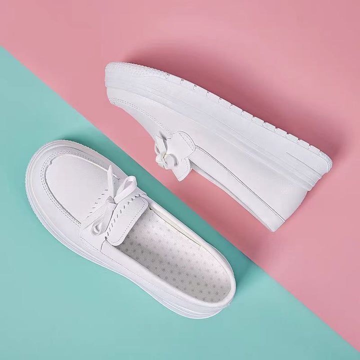 Damen Komfortable Slip-On Sneakers mit eleganter Schleife Drune