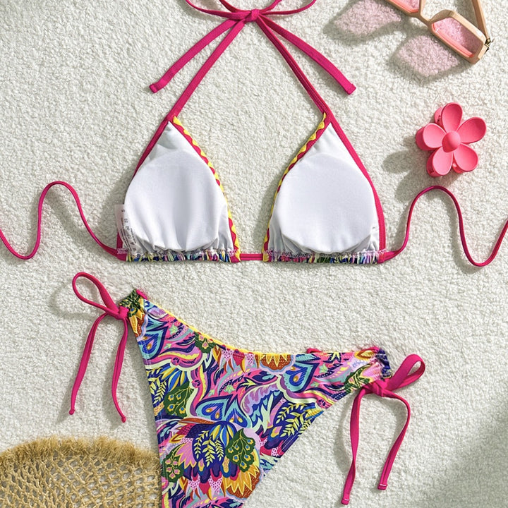 Damen Triangel-Bikini mit verspieltem Farbmuster Drune
