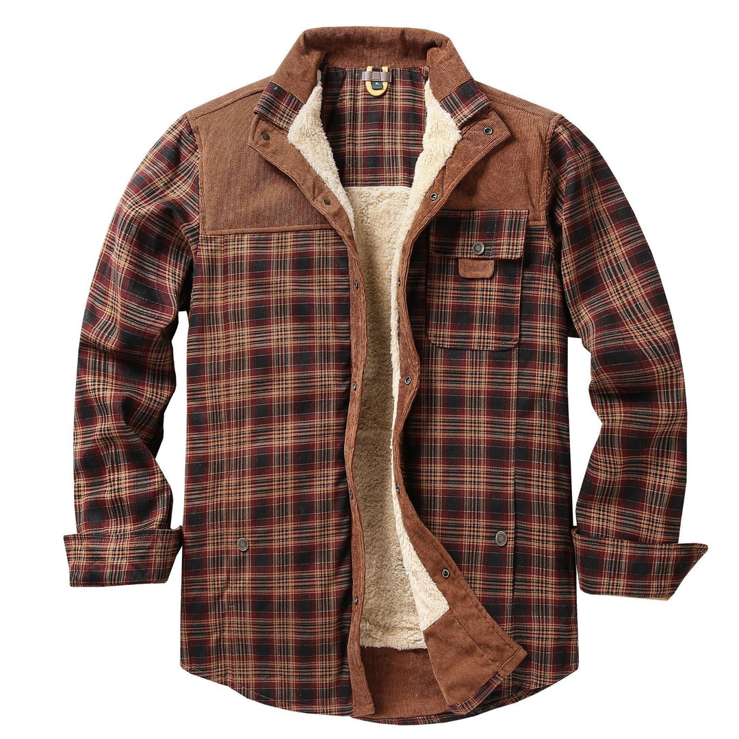 Herren Lässige Flanelljacke mit Teddyfutter Drune