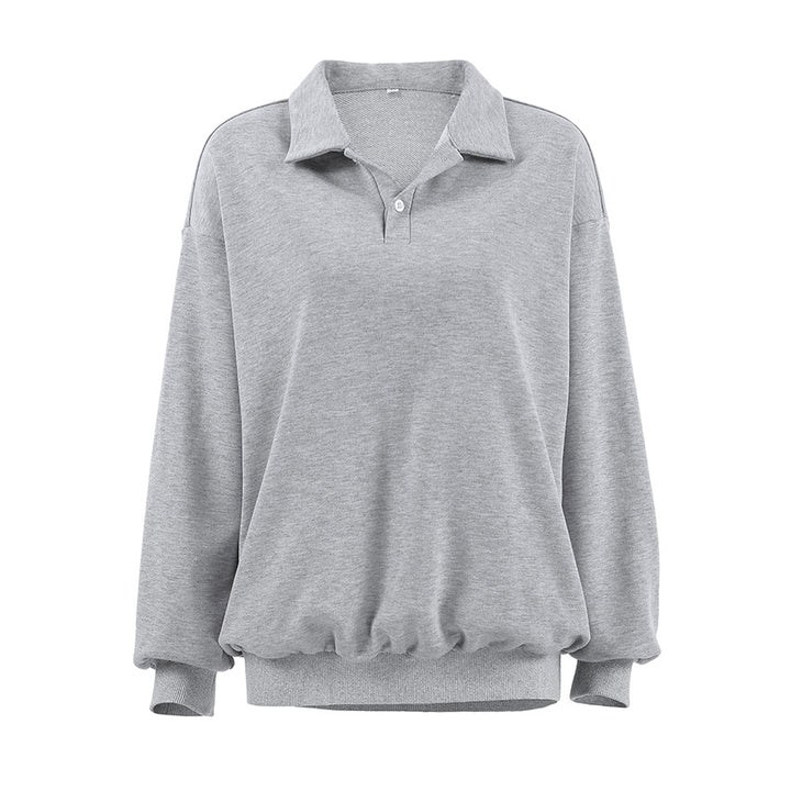Damen Übergroßer Pullover mit Polokragen und lässigem Schnitt Drune