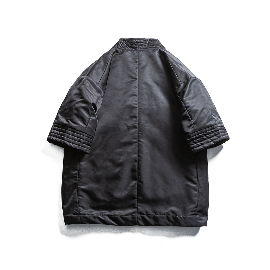 Unisex Gepolsterte Kimono-Jacke mit kurzem Ärmel und Taillengürtel Drune