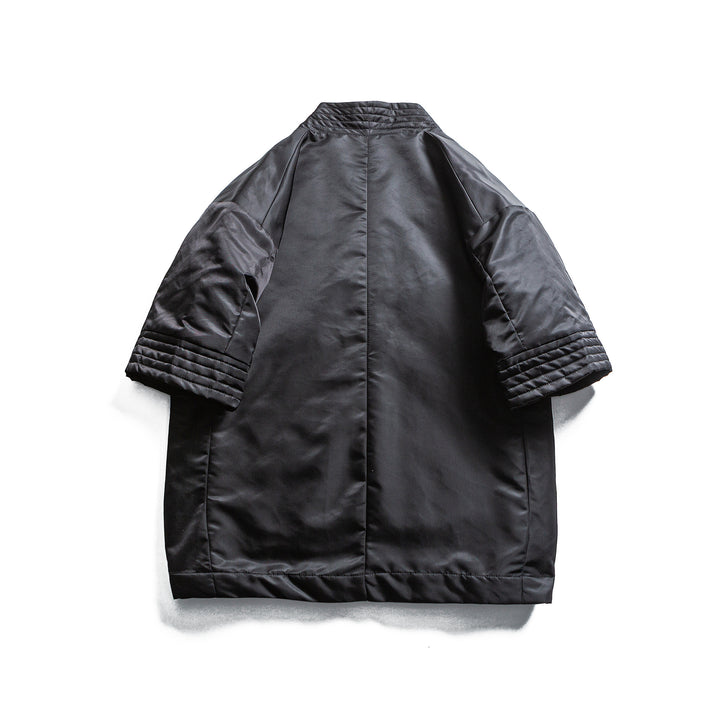 Unisex Gepolsterte Kimono-Jacke mit kurzem Ärmel und Taillengürtel Drune