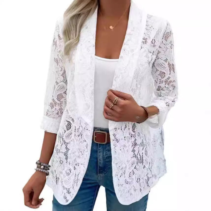 Damen elegante Spitzenjacke mit lässigem Schnitt Drune