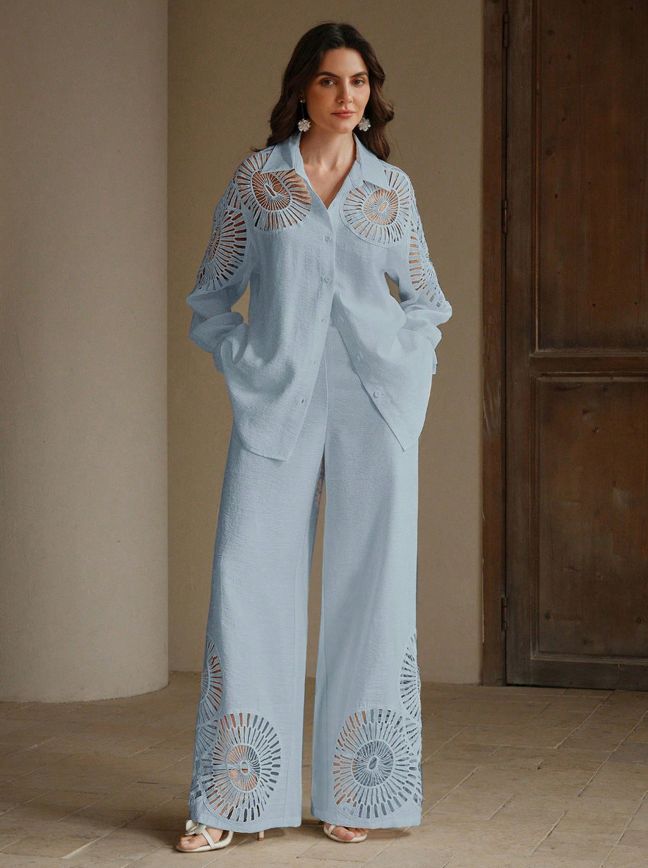 Damen Elegante Blusen und Hosen Kombination Drune