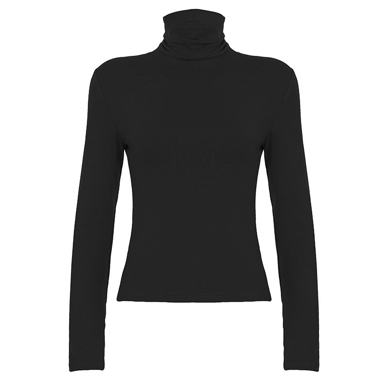 Damen Figurnahes Langarm-Rollkragen-Shirt aus Stretch-Jersey Drune