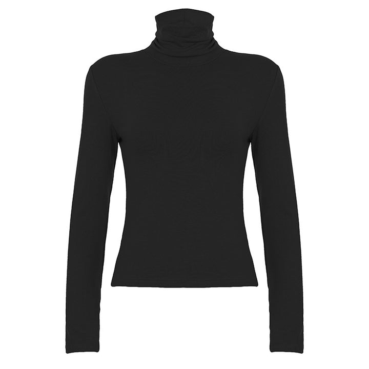 Damen Figurnahes Langarm-Rollkragen-Shirt aus Stretch-Jersey Drune