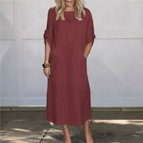 Damen Midikleid mit praktischen Taschen und lässigem Schnitt Drune
