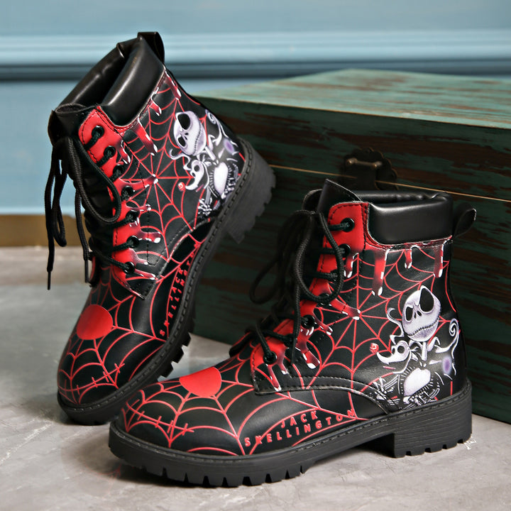 Damen Bunte Schnürstiefel im Künstlerischen Halloween-Design Drune