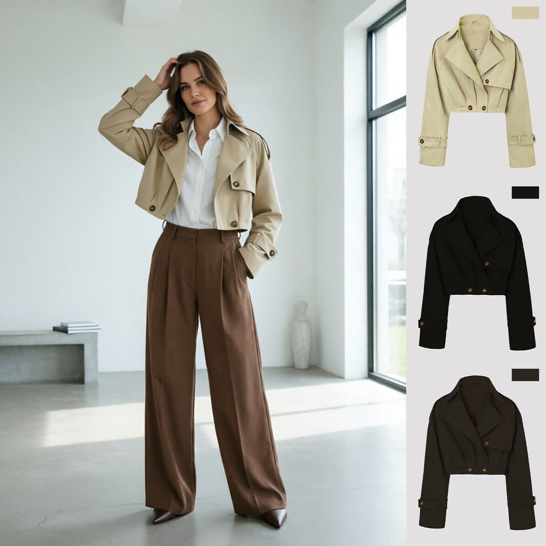 Damen Modische Cropped Trenchcoatjacke Drune