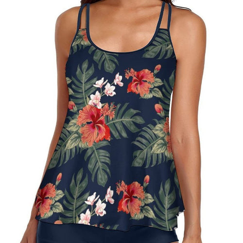 Damen Tankini mit floralem Design und lockerem Schnitt Drune