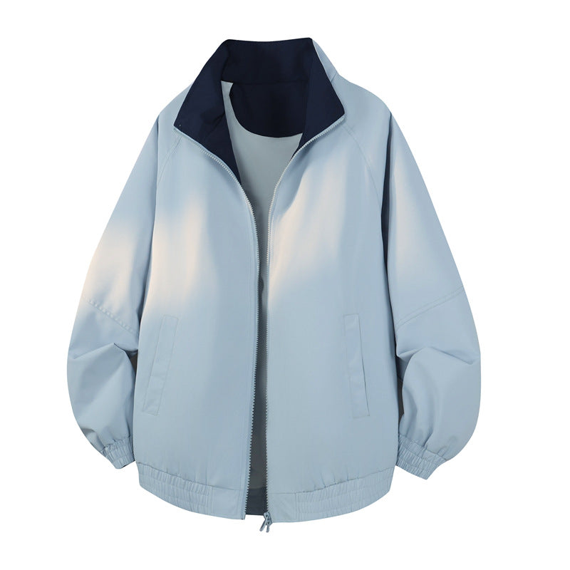 Unisex Oversize Wende-Bomberjacke mit kontrastierendem Kragen, Reißverschluss & elastischem Saum Drune