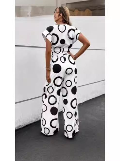 Damen Eleganter Jumpsuit mit stilvollem grafischen Muster Drune