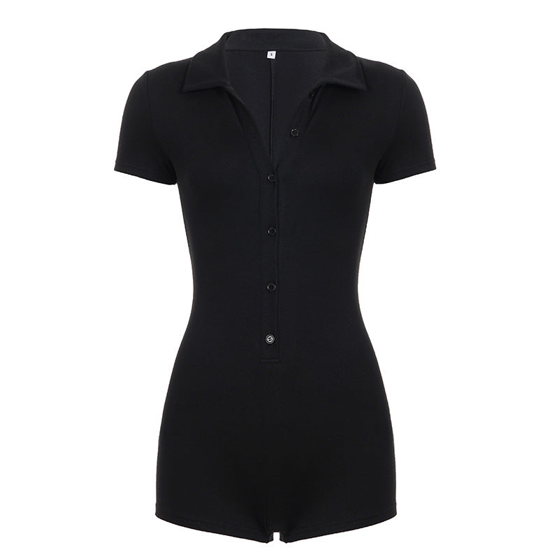 Damen Kurzoverall mit Knopfleiste und modernem Kragen Drune