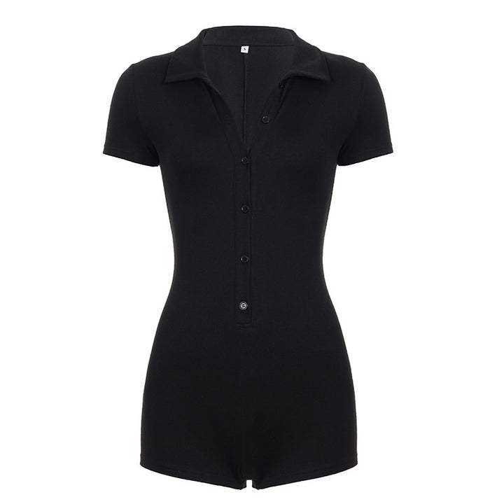 Damen Kurzoverall mit Knopfleiste und modernem Kragen Drune