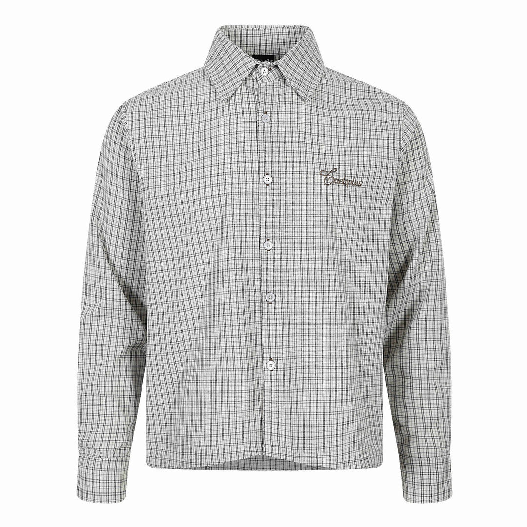 Herren Kariertes Gingham-Hemd mit Button-Down-Kragen und Bruststickerei Drune