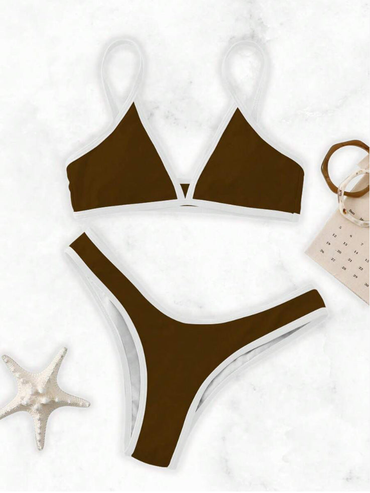 Damen Triangle Bikini Set mit Kontrastbesatz Drune