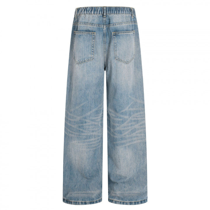 Damen Weite High-Waist Jeans aus leichtem Stonewashed Denim Drune