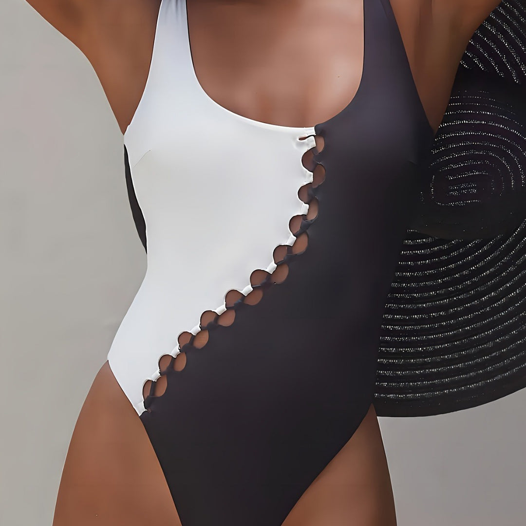 Damen Einseitig geschnittenes Badeoutfit mit durchgehenden Cut-Outs Drune