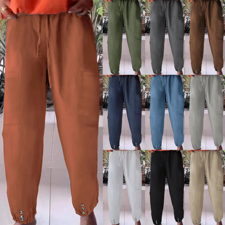Damen Cargo-Jogginghose mit Kordelzug, aufgesetzten Taschen und Knopfmanschetten Drune