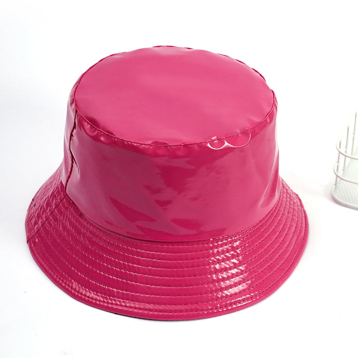 Damen Glänzender Regen-Bucket Hat mit breiter Krempe und wasserdichter Beschichtung Drune