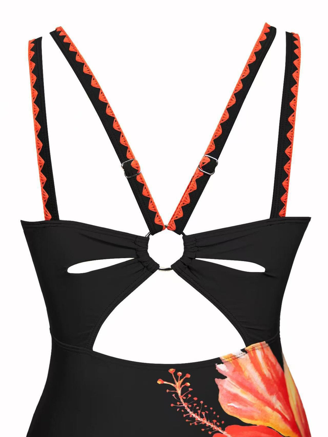 Damen Eleganter Badeanzug mit Blumenapplikationen Drune