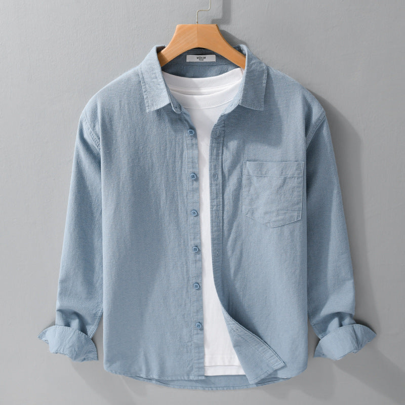 Herren Soft‑Touch Baumwollmix Overshirt im Layering‑Look mit Brusttasche Drune