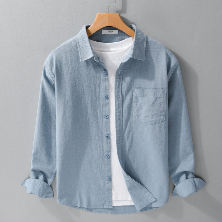 Herren Soft‑Touch Baumwollmix Overshirt im Layering‑Look mit Brusttasche Drune