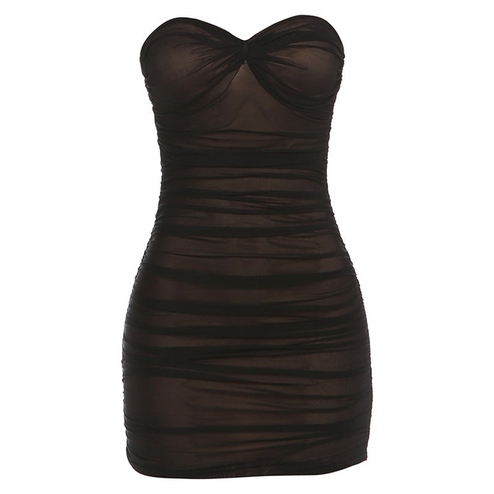 Damen Figurumspielendes Neckholder Kleid mit eleganten Rüschendetails Drune