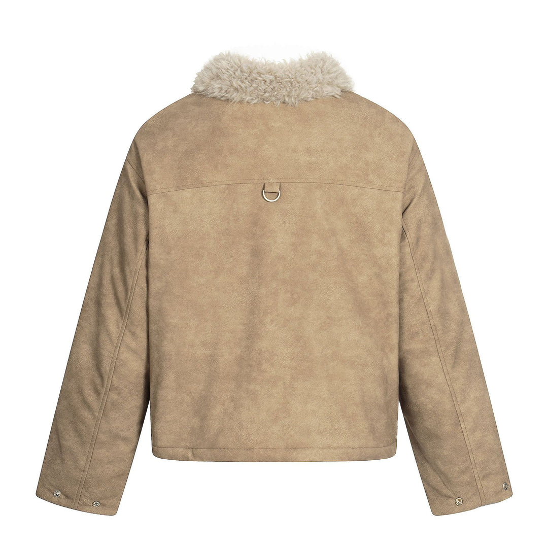Herren Kurzblouson im Retro‑Military‑Look mit Teddyfellkragen und funktionalen Brusttaschen Drune