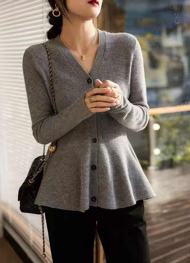 Damen elegante Strickjacke mit taillierter Passform Drune