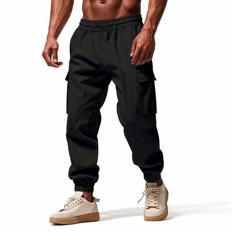 Herren Utility-Cargo-Jogger mit elastischem Bund, Kordelzug und großem Seitentaschen‑Panel Drune