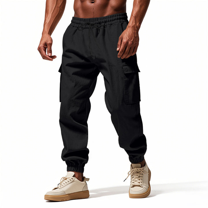 Herren Utility-Cargo-Jogger mit elastischem Bund, Kordelzug und großem Seitentaschen‑Panel Drune