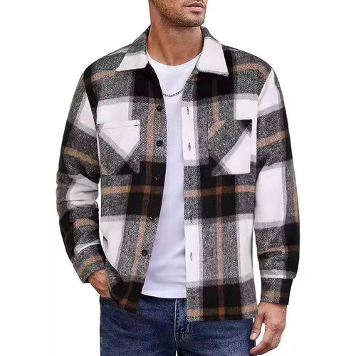 Herren lässige Karomuster Hemdjacke Drune