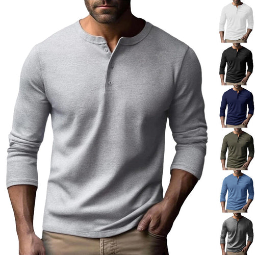 Herren Langarm-Henley-Shirt aus atmungsaktivem Baumwollmix Drune