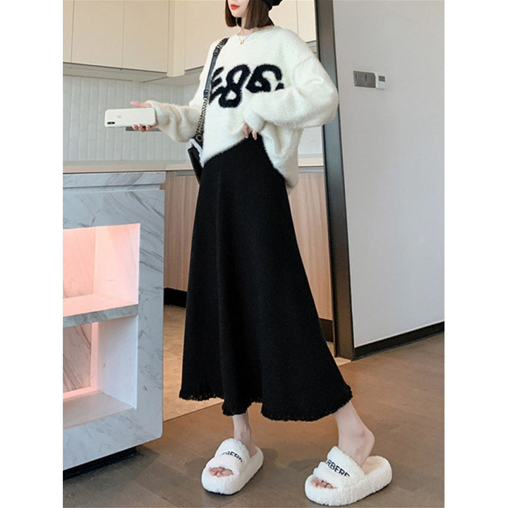 Damen Eleganter Midi-Rock mit fransenförmigem Saum und hochwertiger Anfertigung Drune