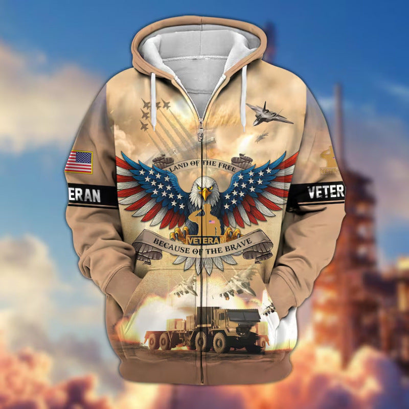 Herren Kapuzensweater mit amerikanischem Veteranenmotiv Drune