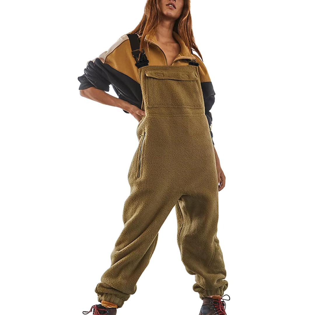 Damen Lässige Fleece-Latzhose mit seitlichen Taschen Drune