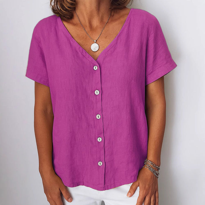 Damen Leinenbluse mit Knopfdetails Drune