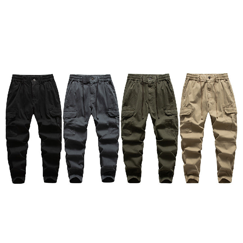 Herren Multifunktionale Cargo-Joggerhose mit Tunnelzugbund, Knieabnähern und Organizer-Taschen Drune