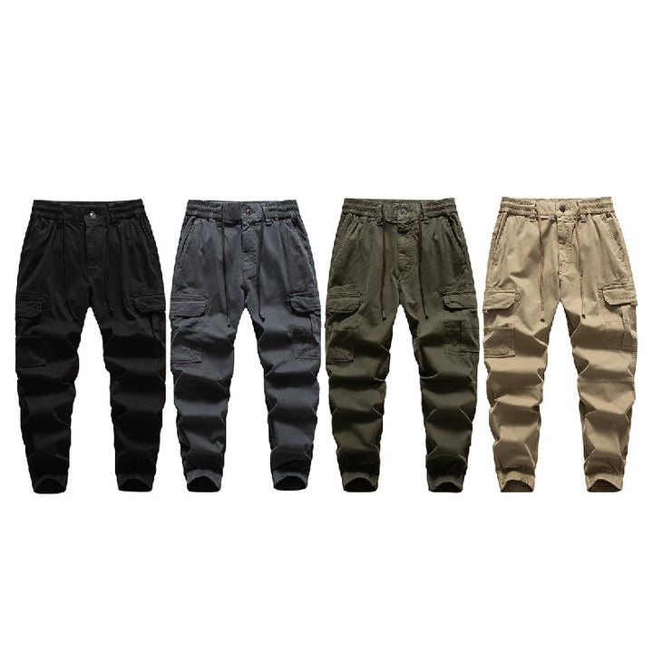 Herren Multifunktionale Cargo-Joggerhose mit Tunnelzugbund, Knieabnähern und Organizer-Taschen Drune