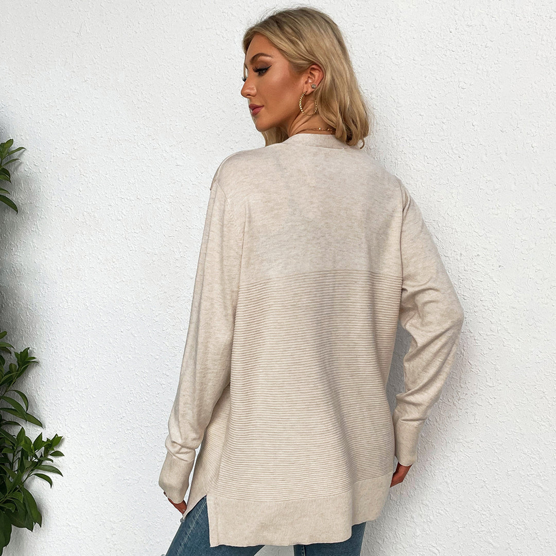 Damen lässiger Strickcardigan mit tiefem V-Ausschnitt und praktischen Taschen Drune