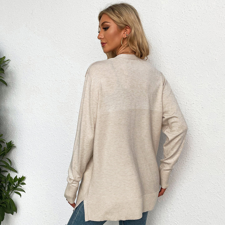 Damen lässiger Strickcardigan mit tiefem V-Ausschnitt und praktischen Taschen Drune