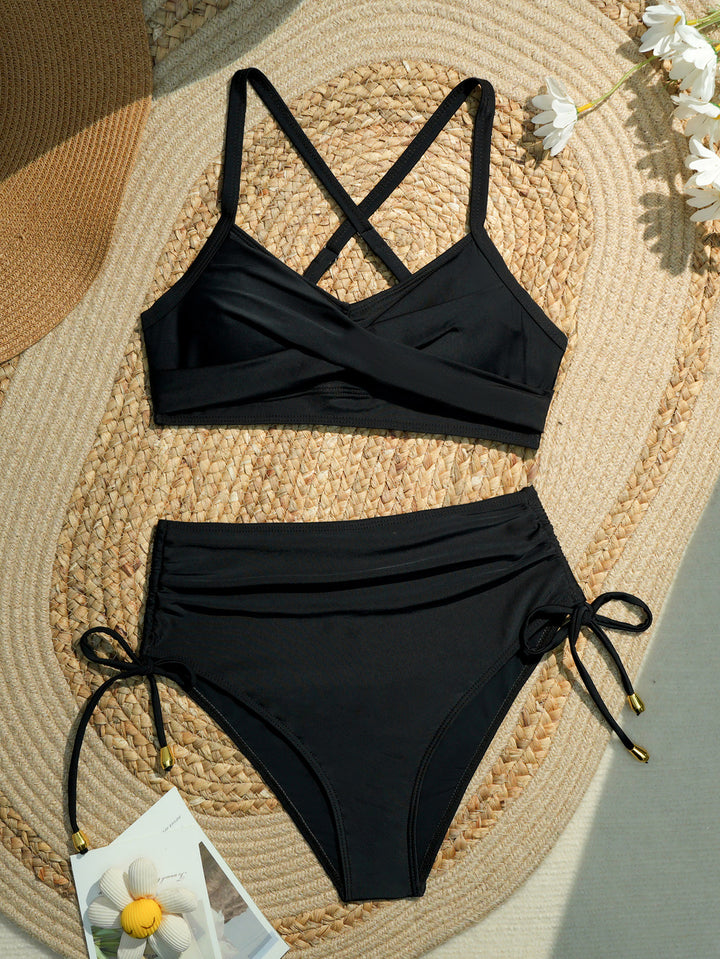 Damen Hochtailliertes Bikini-Set mit Wickeloberteil Drune