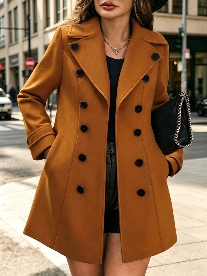 Damen Eleganter taillierter Trenchcoat mit Doppelreihe und Reverskragen Drune