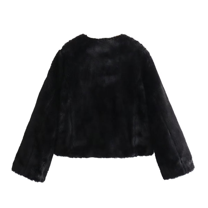 Damen Kurz geschnittene Teddyjacke mit Knebelverschlüssen und aufgesetzten Taschen Drune